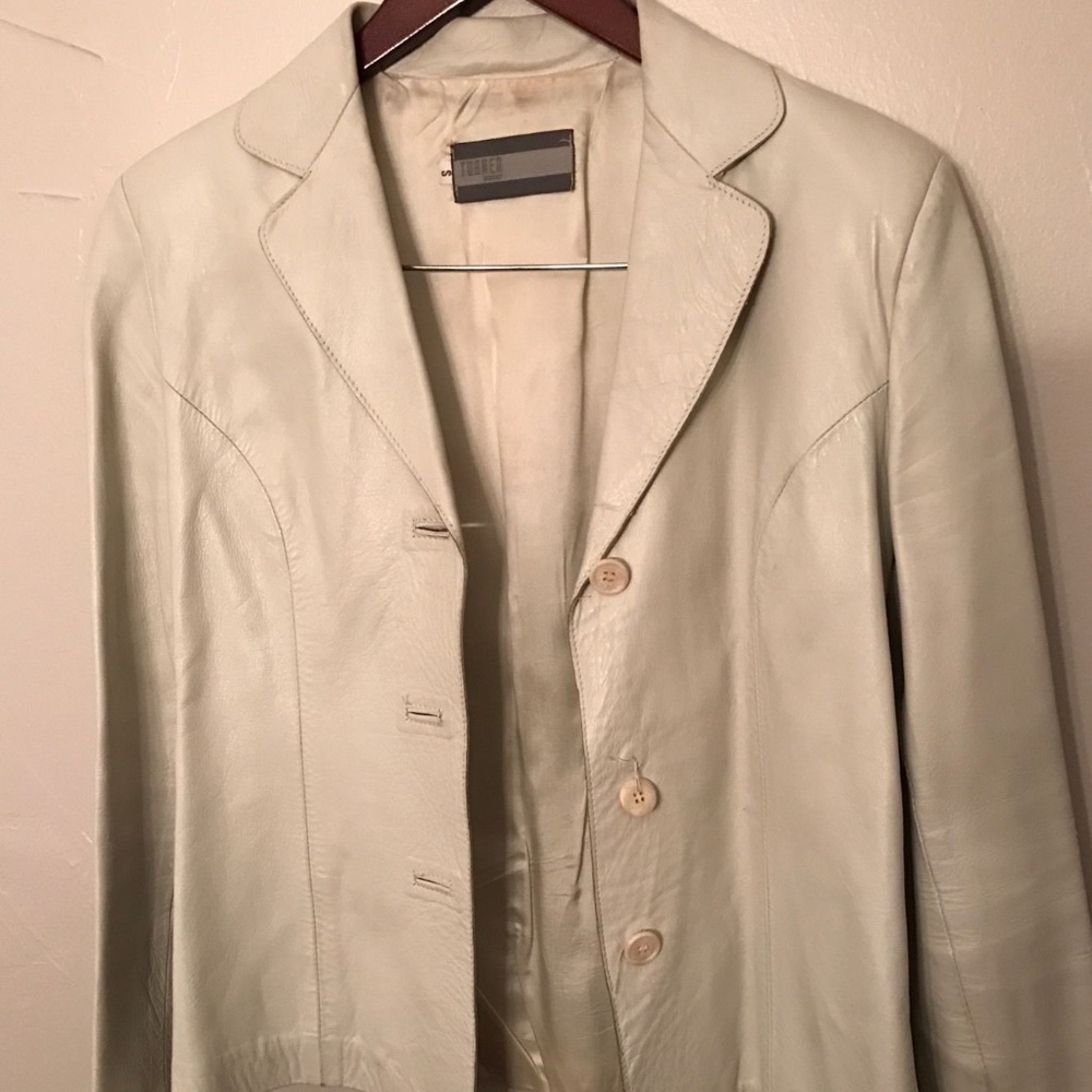 MADE IN ITALY TURNER off white leather jacket